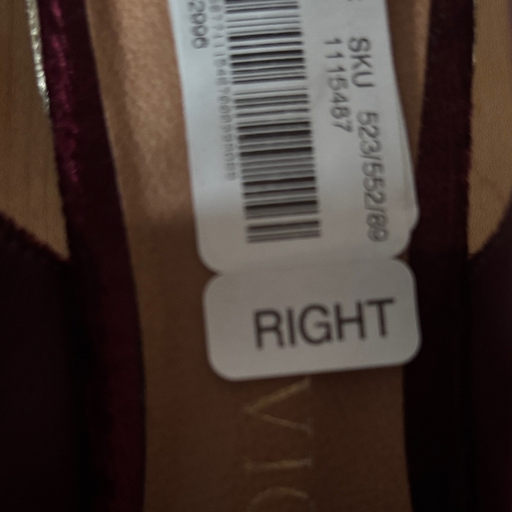Chelsea & Violet Burgundy Velvet Heels with Gold Accents - Picture 7 of 7